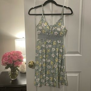 Green Floral Cut Out Sun Dress